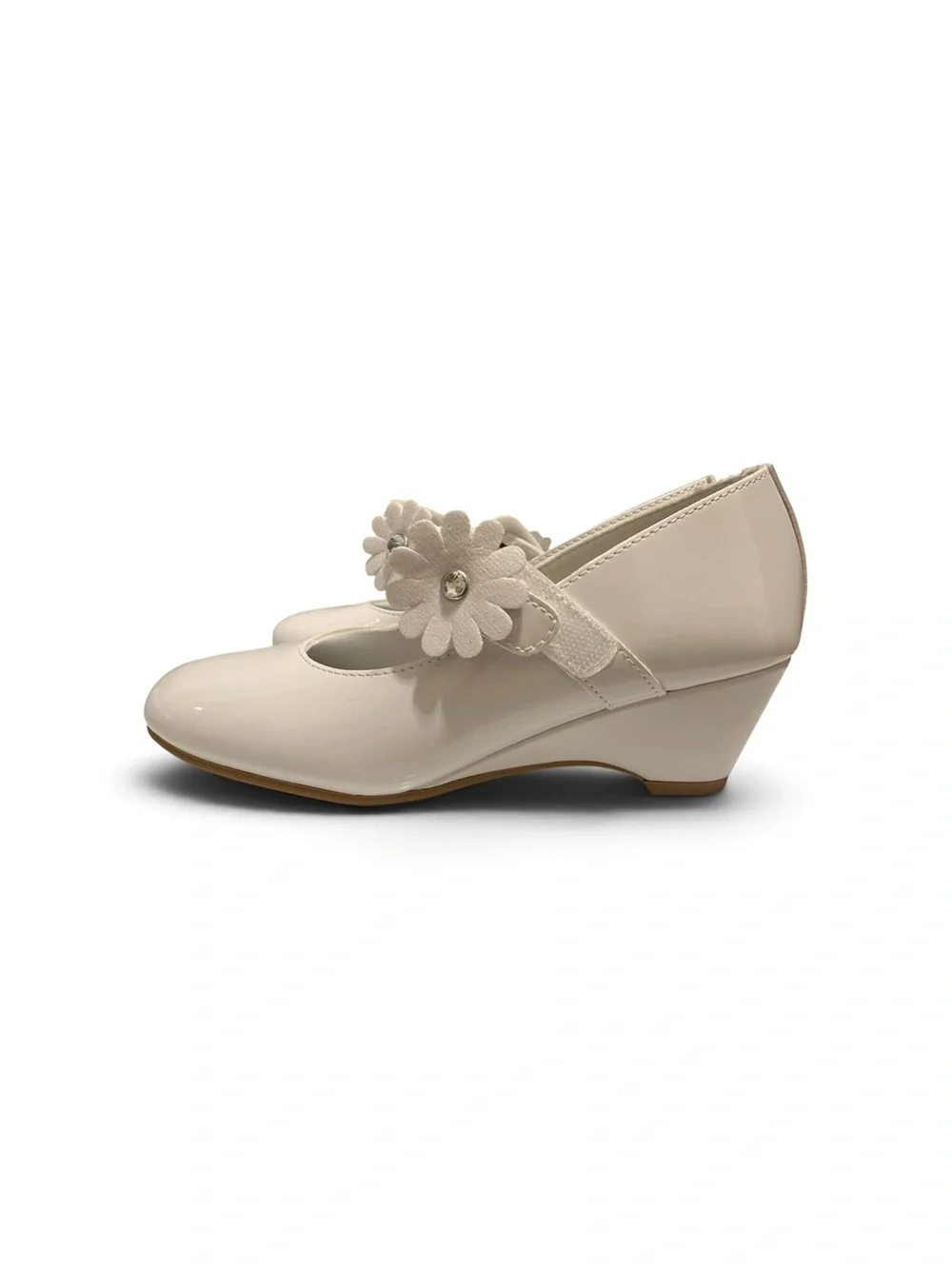 Rachel Shoes white Patent Mary Jane Dress Shoes with Flower Accent, size 2 new
